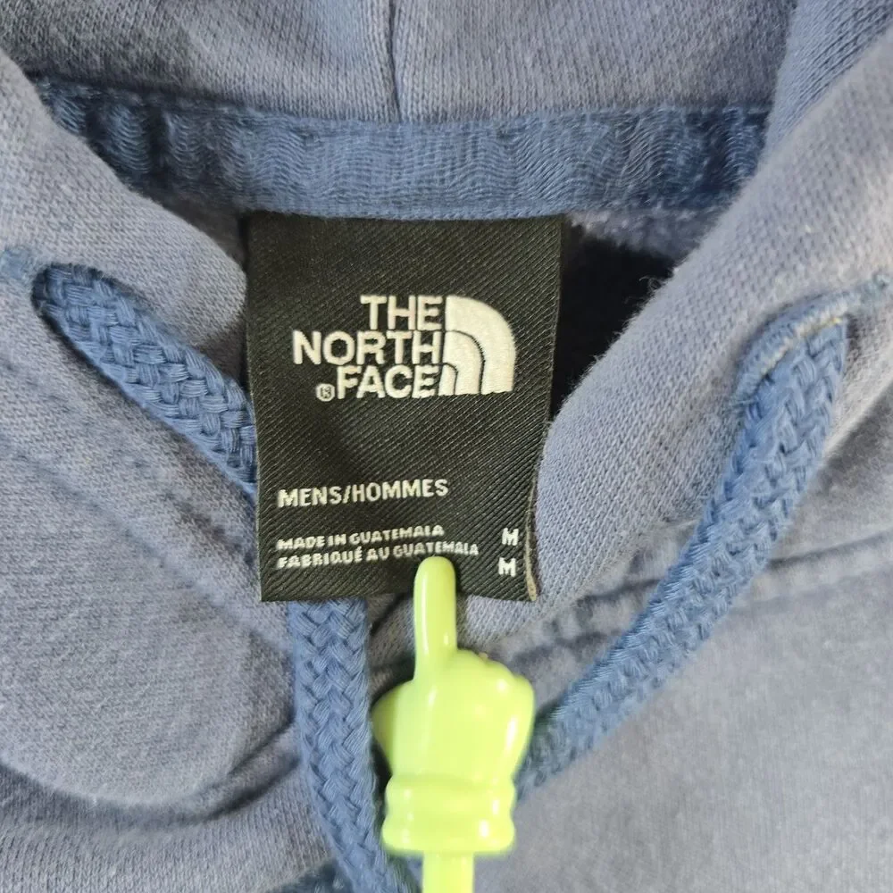 The North Face Men's Hoodie Lime Green Logo Sweatshirt Denim Blue Size M *Flaws*